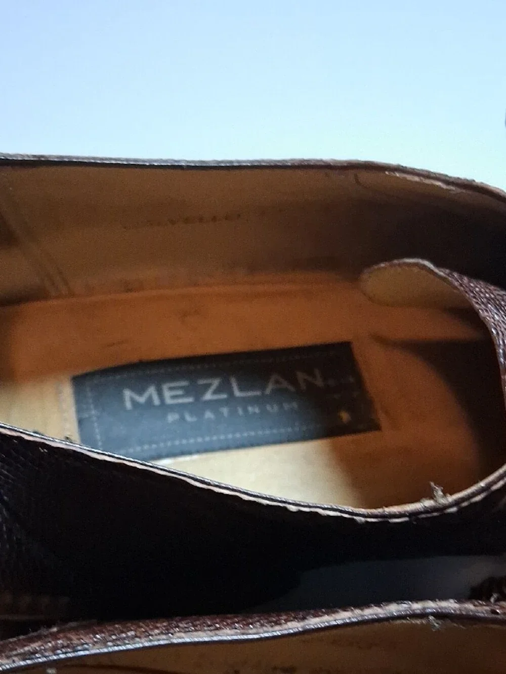 Mezlan Brown Lizard-Embossed Leather Derby Shoes